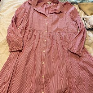 J. Crew Pink and White Striped Shirt dress